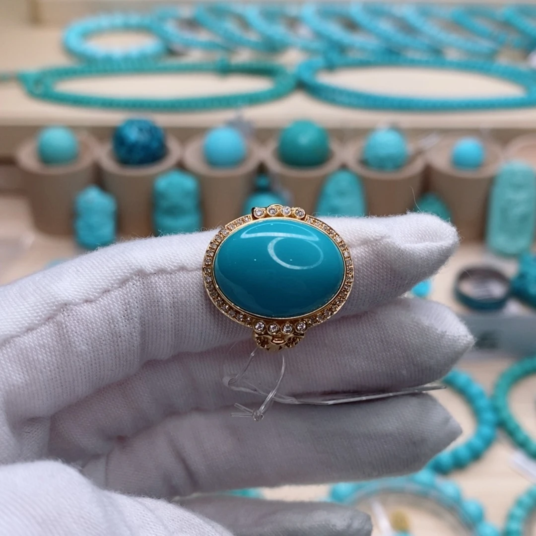 绿松石珠宝奇石18K金镶嵌