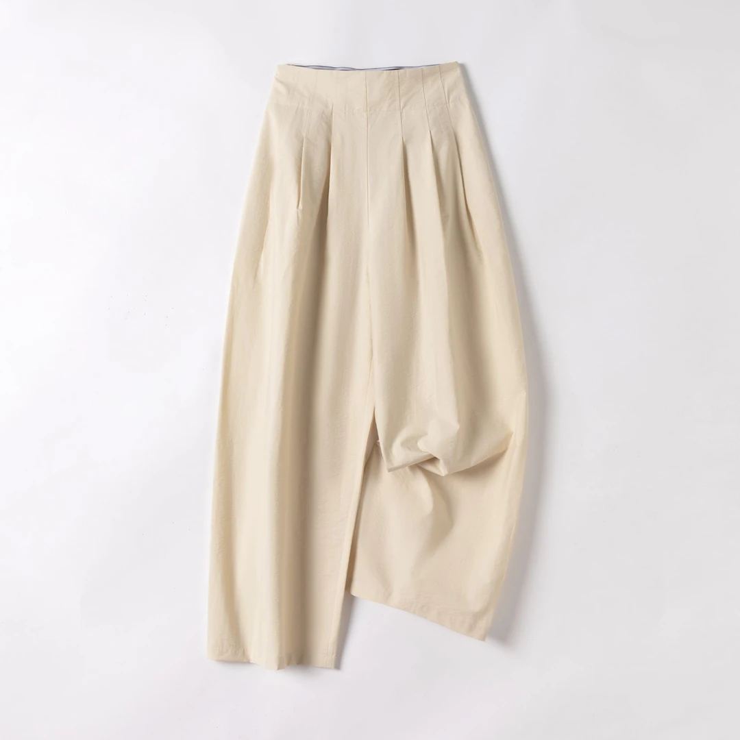 2025高腰直筒021显瘦时尚夏季中国风宽松文艺垂感休闲九分裤