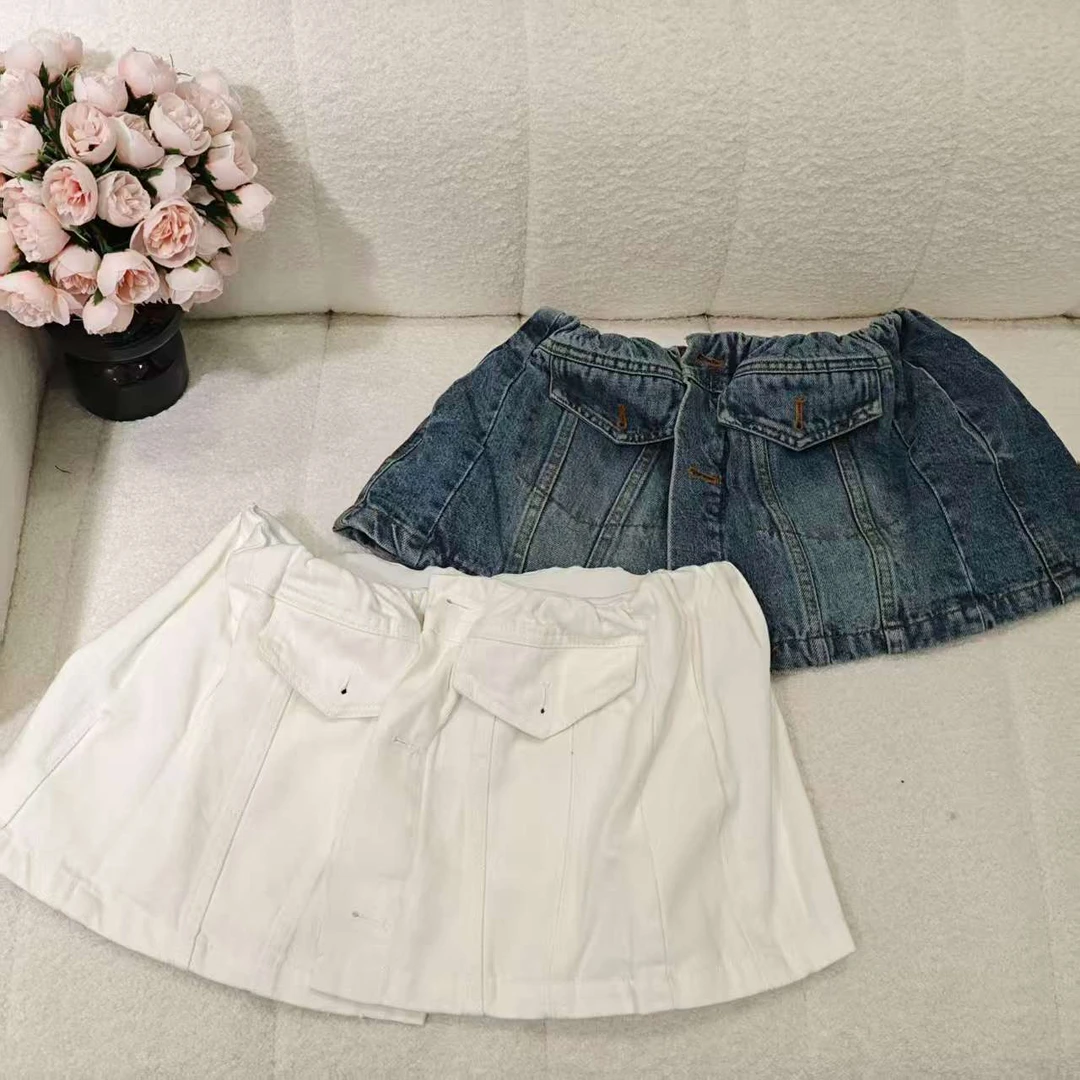 5730短裙牛仔纽扣短裙学院风中腰休闲百搭半身裙