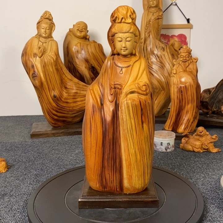 柏木（崖柏）观音摆件根雕