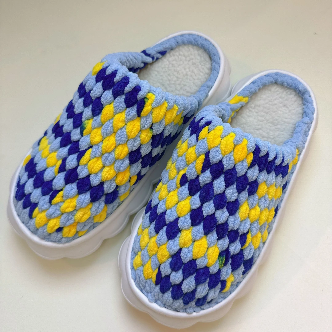 手工钩织云朵棉拖鞋冬季纯手工编织保暖