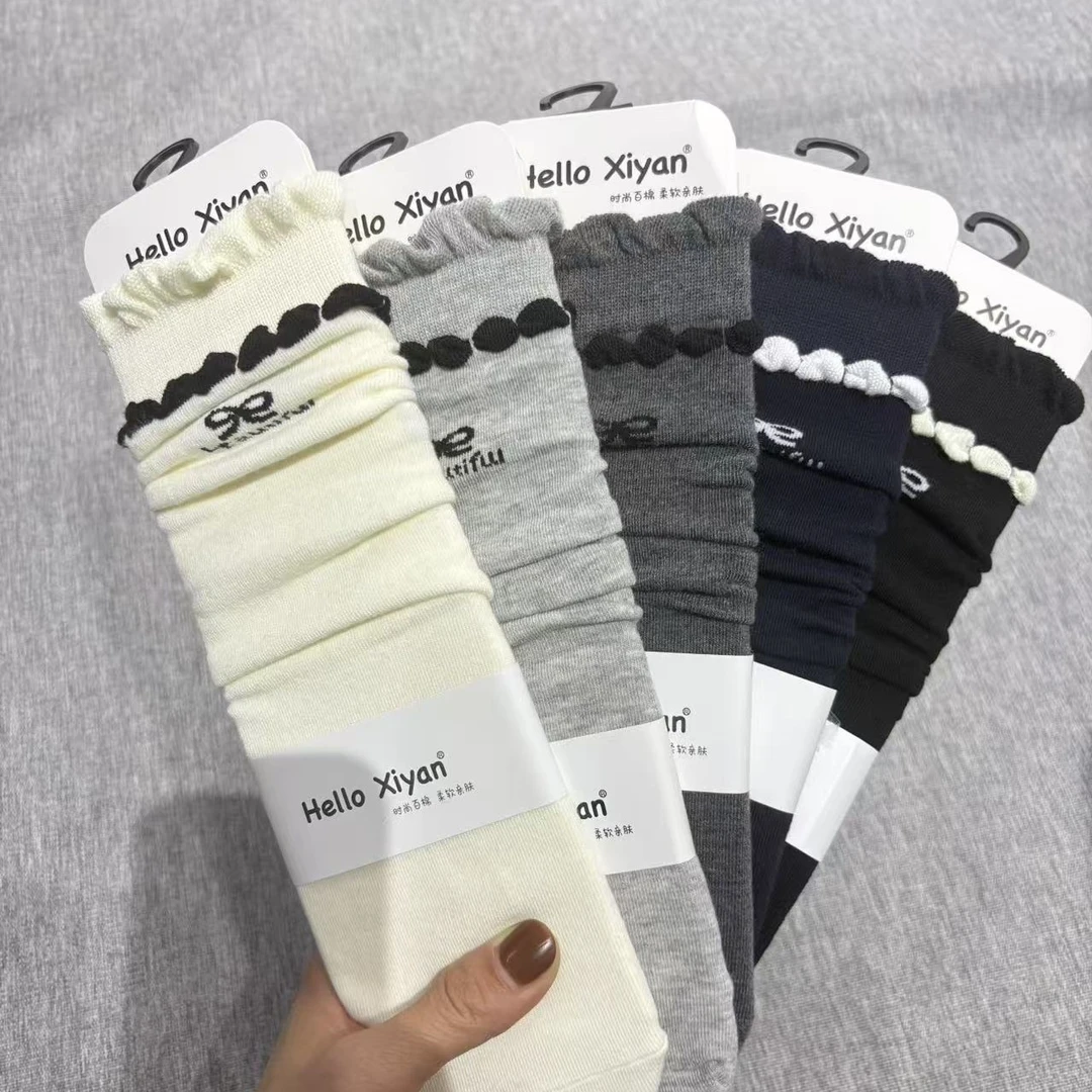 秋冬新款女士无痕堆堆袜舒适透气白搭四季款