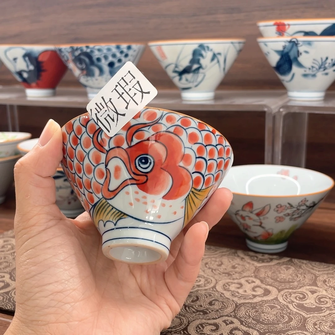 釉下手绘茶具微瑕