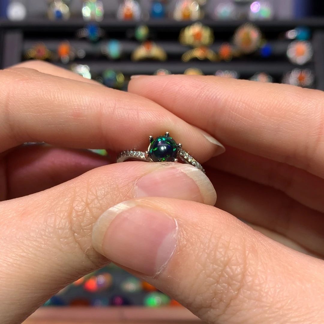 欧泊戒指款式银S925镶嵌真***人