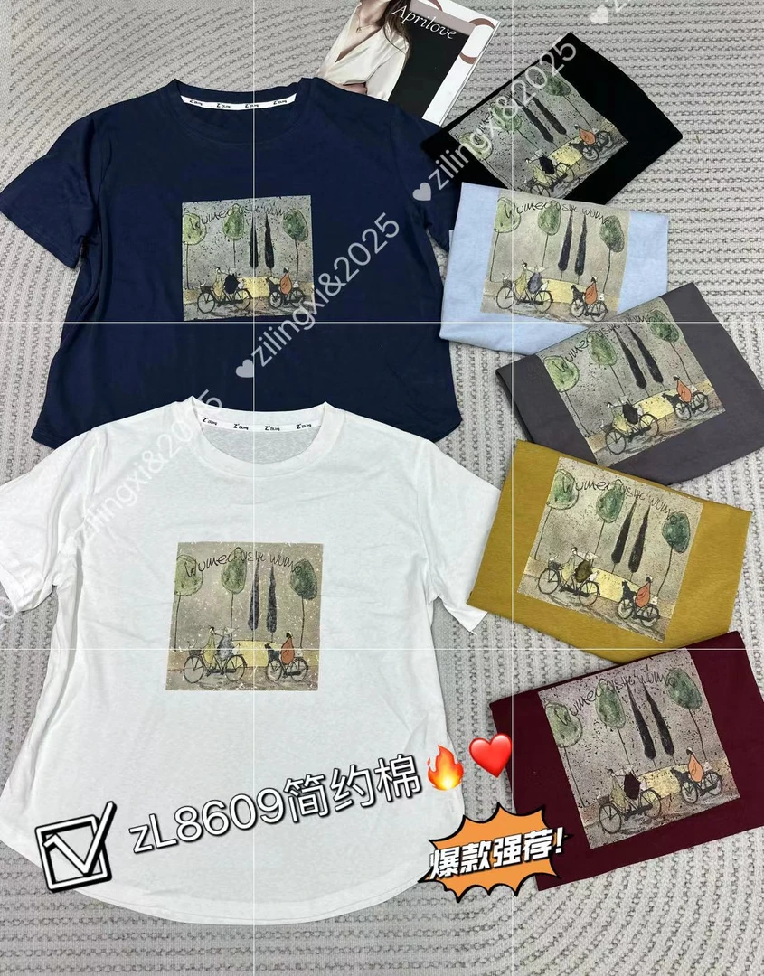 8009新款单车雪花棉半袖