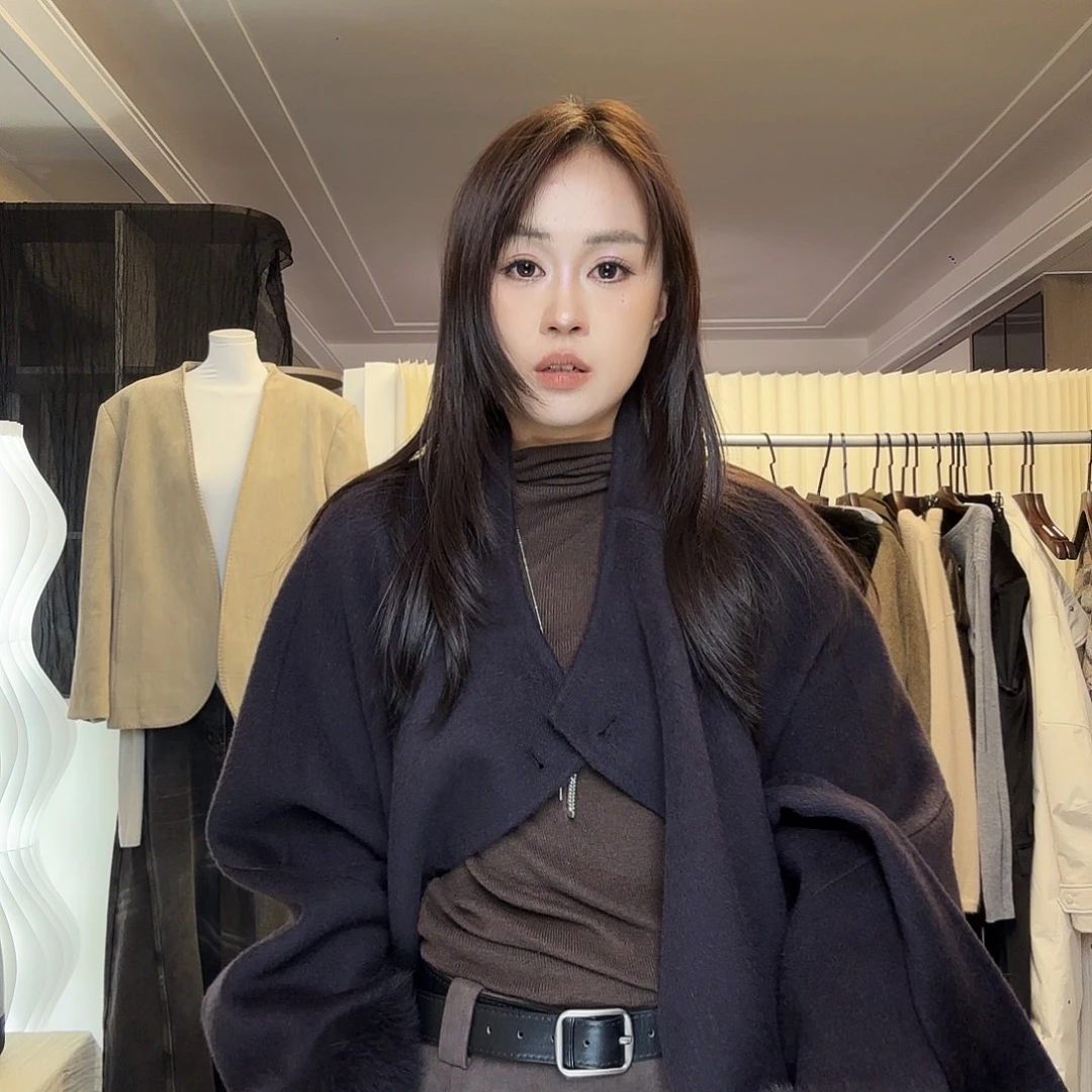 羊毛紫色大衣女S冬