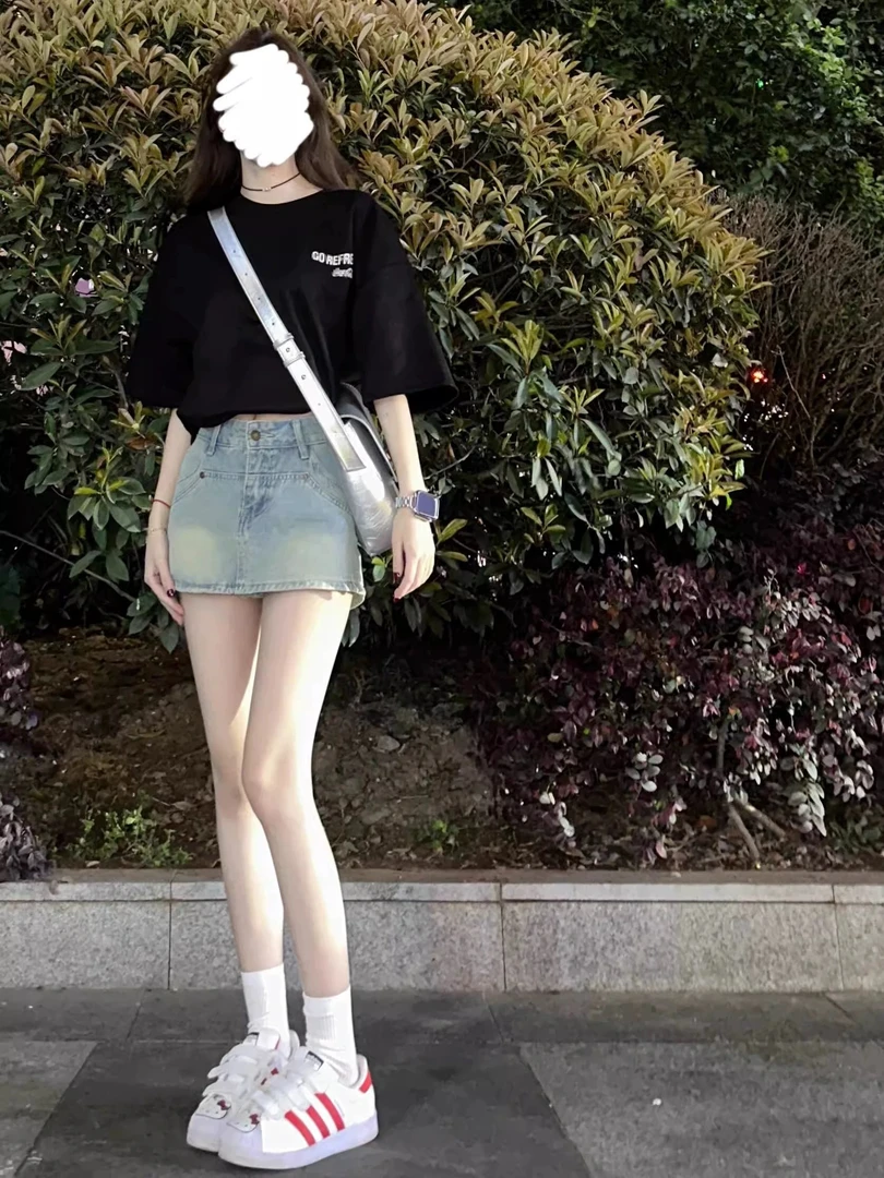 夏装搭配一整套2025夏季女款小个子减龄茶系穿搭显瘦遮肉两件套装