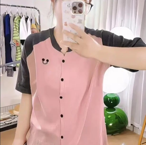 8100大码女装胖mm时髦修身显瘦时尚上衣春新款减龄插肩袖针织衫