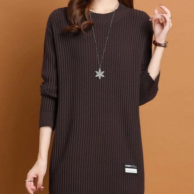 中长款毛衣女士秋冬宽松加厚遮屁股秋装2025新款小个子洋气打底衫