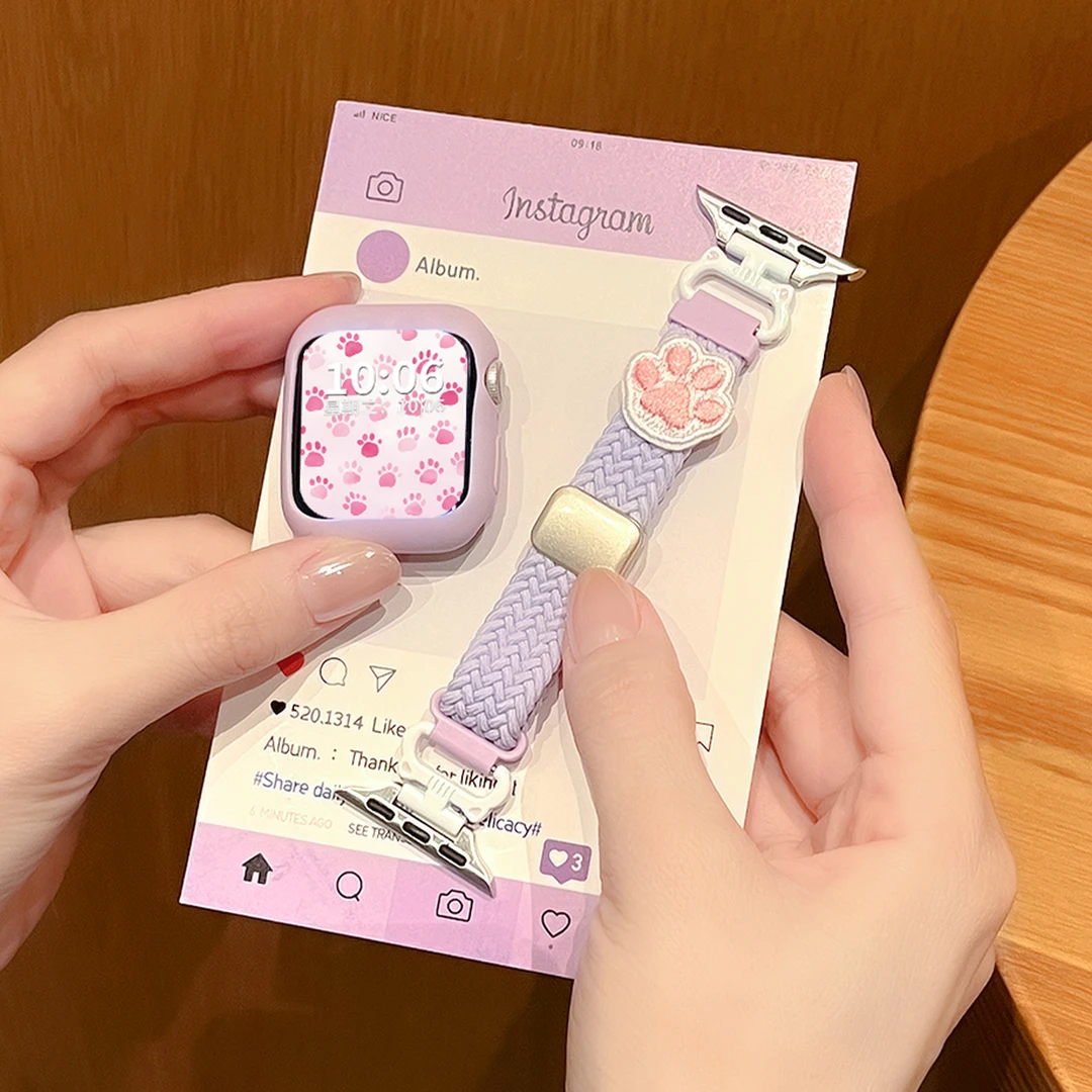 猫爪编织适用于苹果手表表带S11iwatch表带applewatch夏季s10腕带