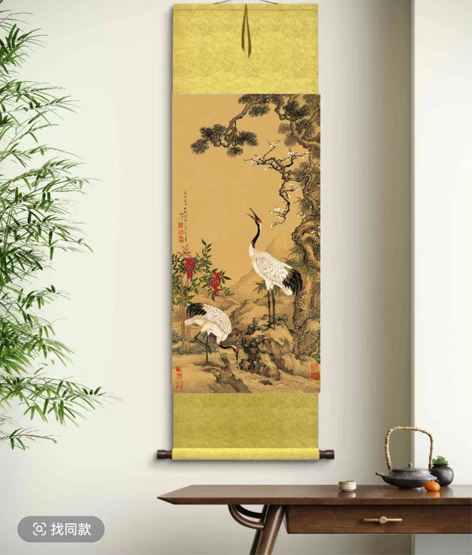 《松梅双鹤》客厅玄关书房装饰画 50*150