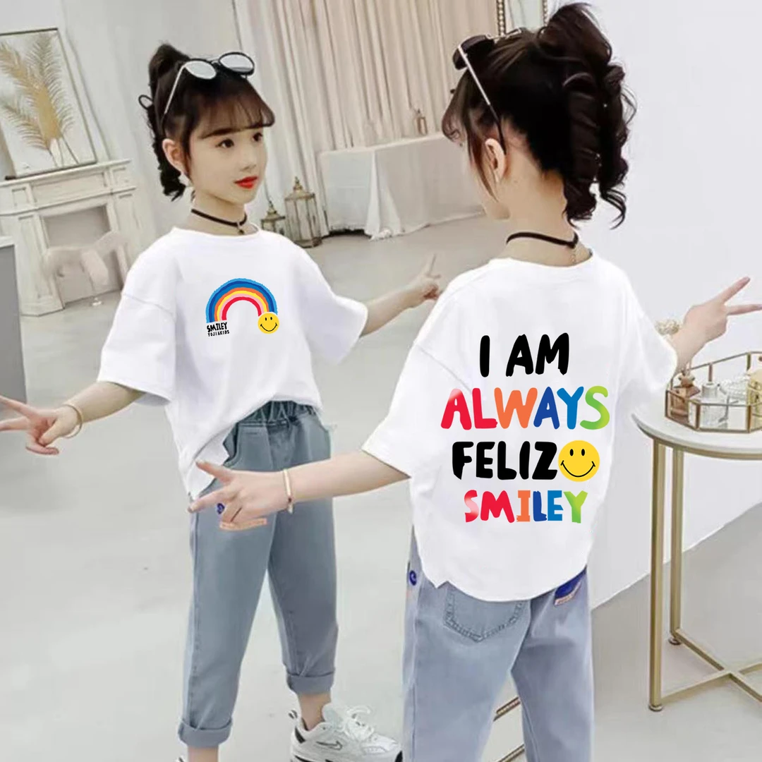 女童短袖t恤2025年夏季新款男童儿童中大童纯棉半袖男女孩夏装潮