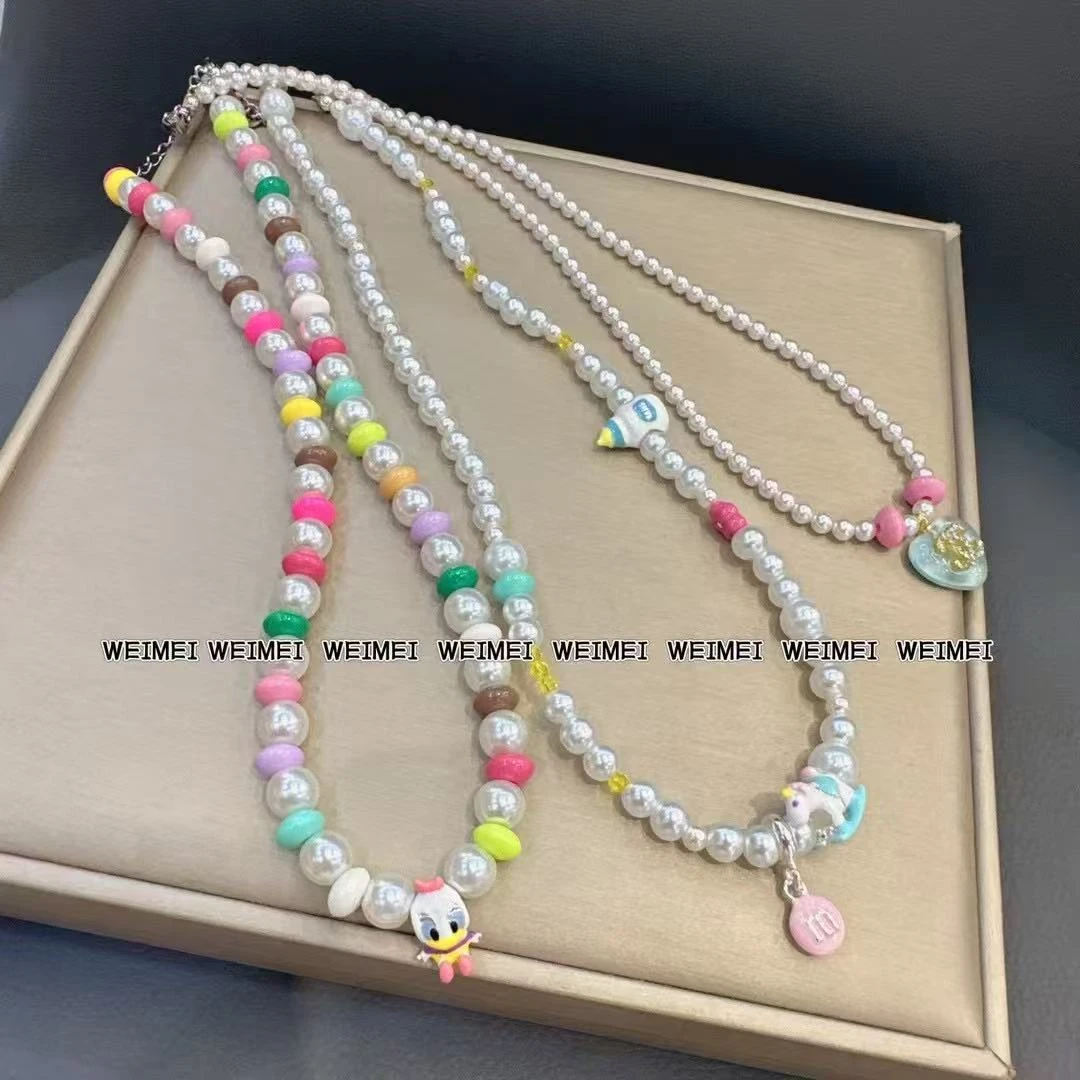 铁合金涤纶项链 彩色多巴胺项链女高级设计感气质百搭轻奢饰品