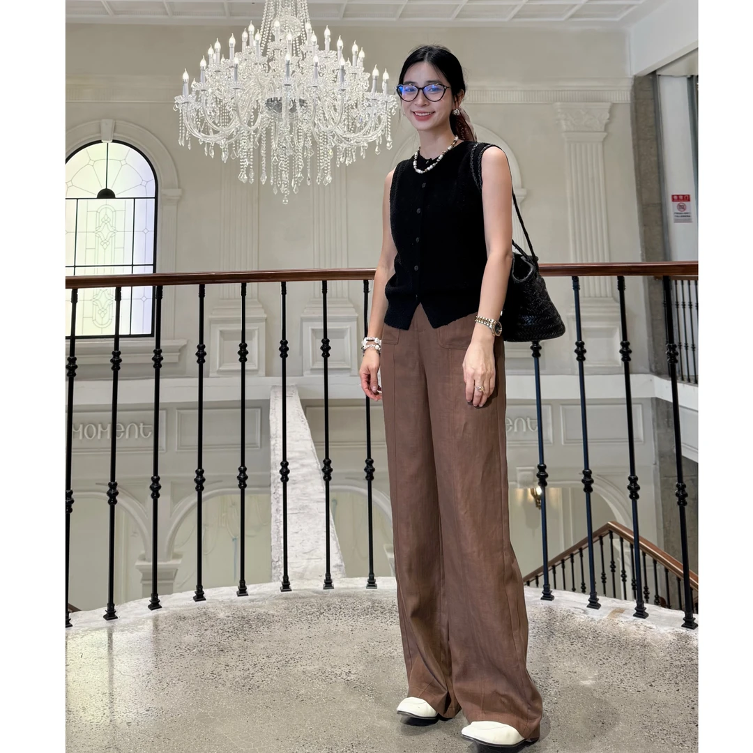 MOLLY自制【白富美2.0】夏季天丝亚麻阔腿裤薄款窄版宽松裤子女8831