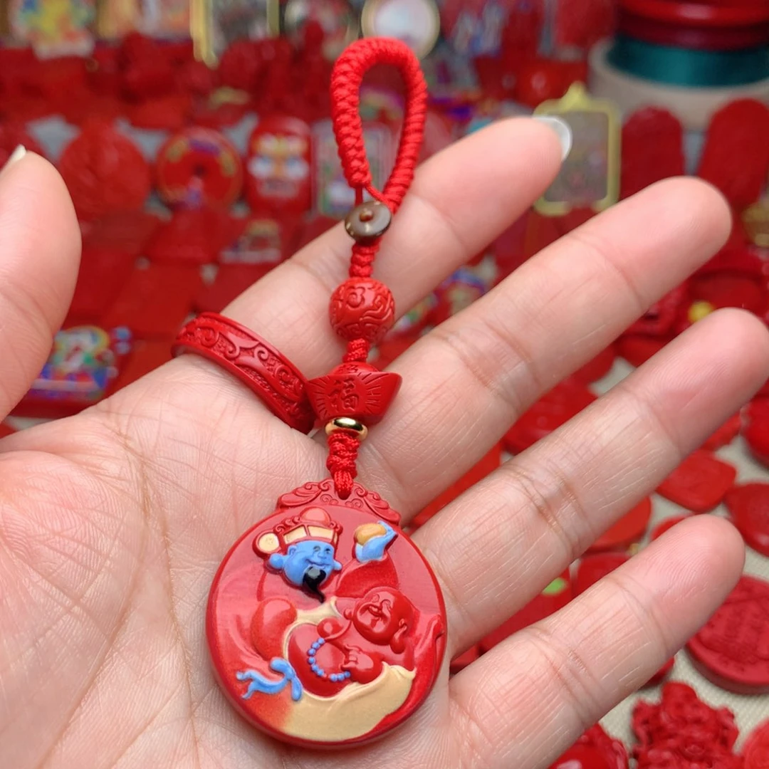 天然辰砂工艺品朱砂钥匙扣