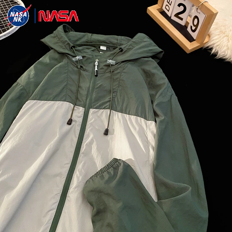 NASA联名冰丝防晒服男生夏季薄款宽松连帽户外运动外套速干皮肤衣