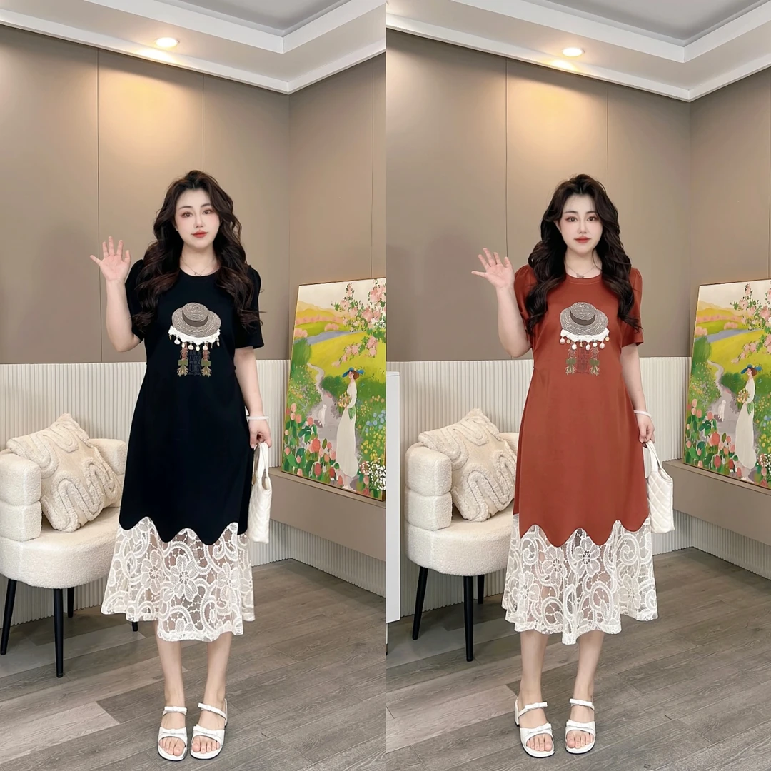 【玲胖胖 青涩草帽】宽松时尚百搭显瘦大码女装连衣裙LPP61747