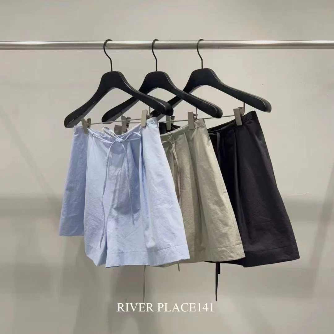 现韩国东大门 RIVER 新款 时尚洋气简约百搭小众休闲短裤
