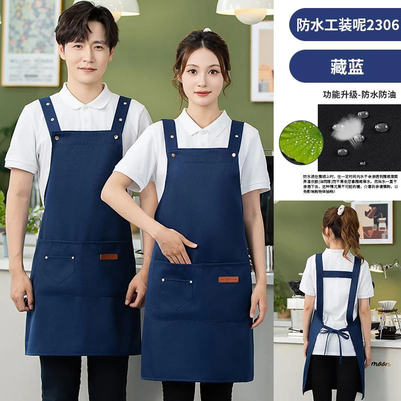 易清洗围裙抗皱防污防水半袖工作服透气防水夏季薄款工服工装女款