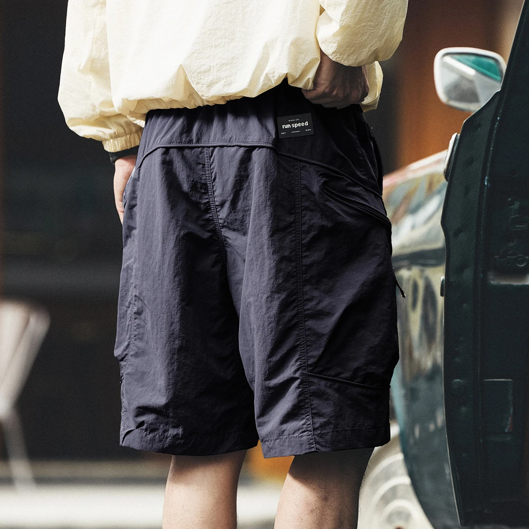 格蓝鹿美式复古冰丝凉感运动工装短裤男夏季薄款户外休闲五分裤子