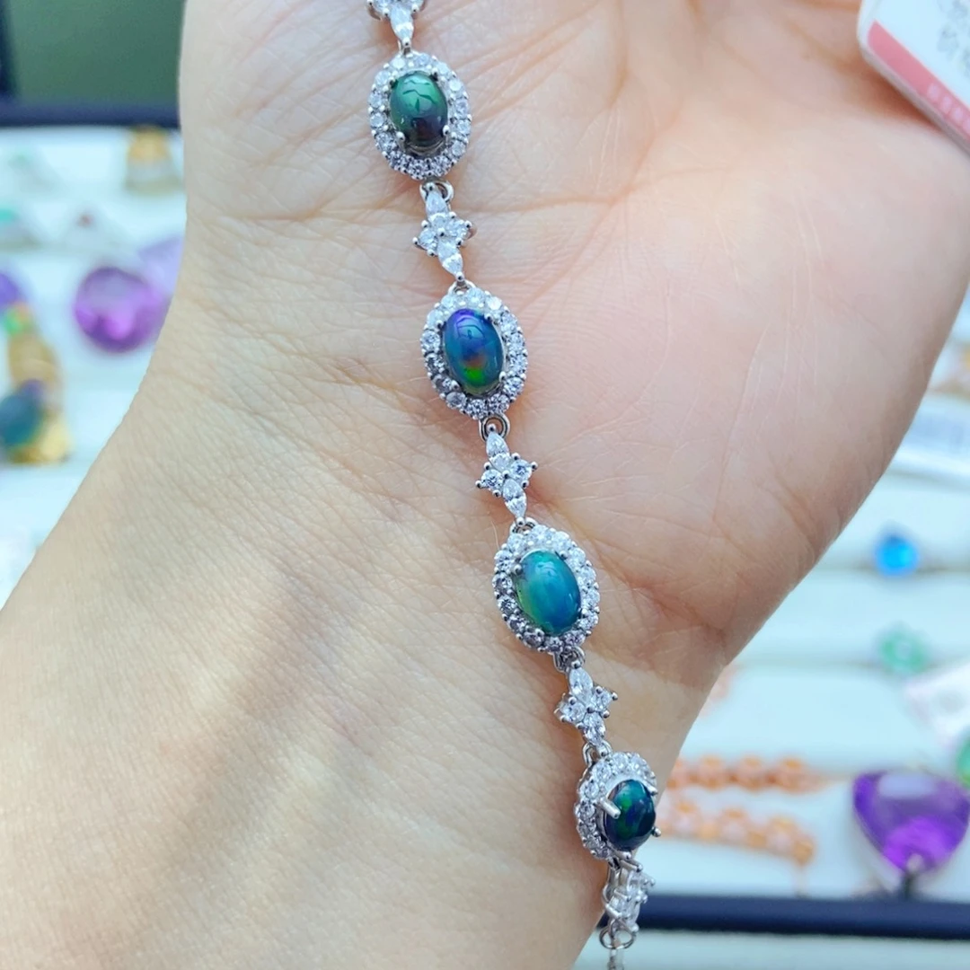 银S925镶嵌欧泊手链