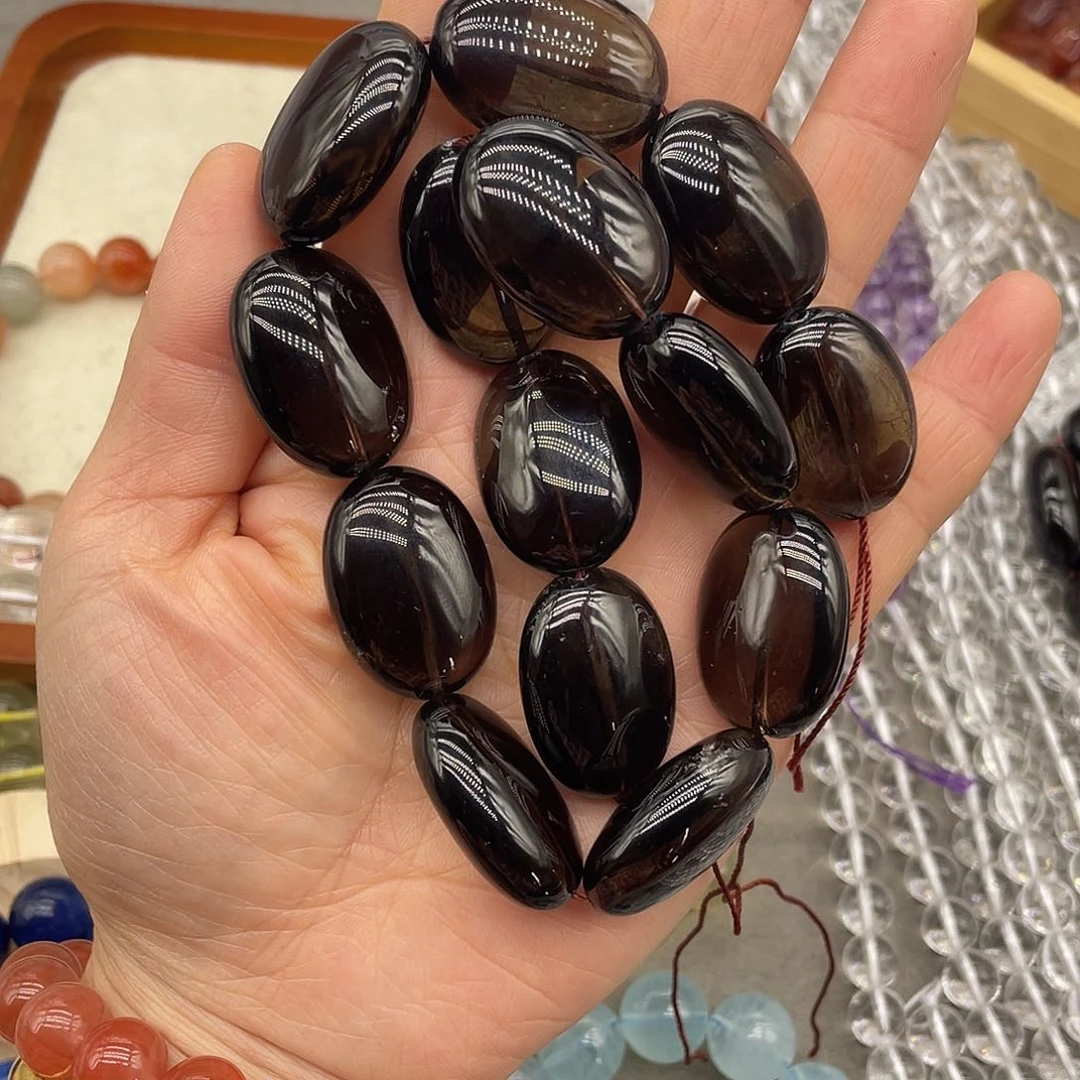 玛瑙/玉髓珠宝半成品未镶嵌茶水晶大蛋形一条