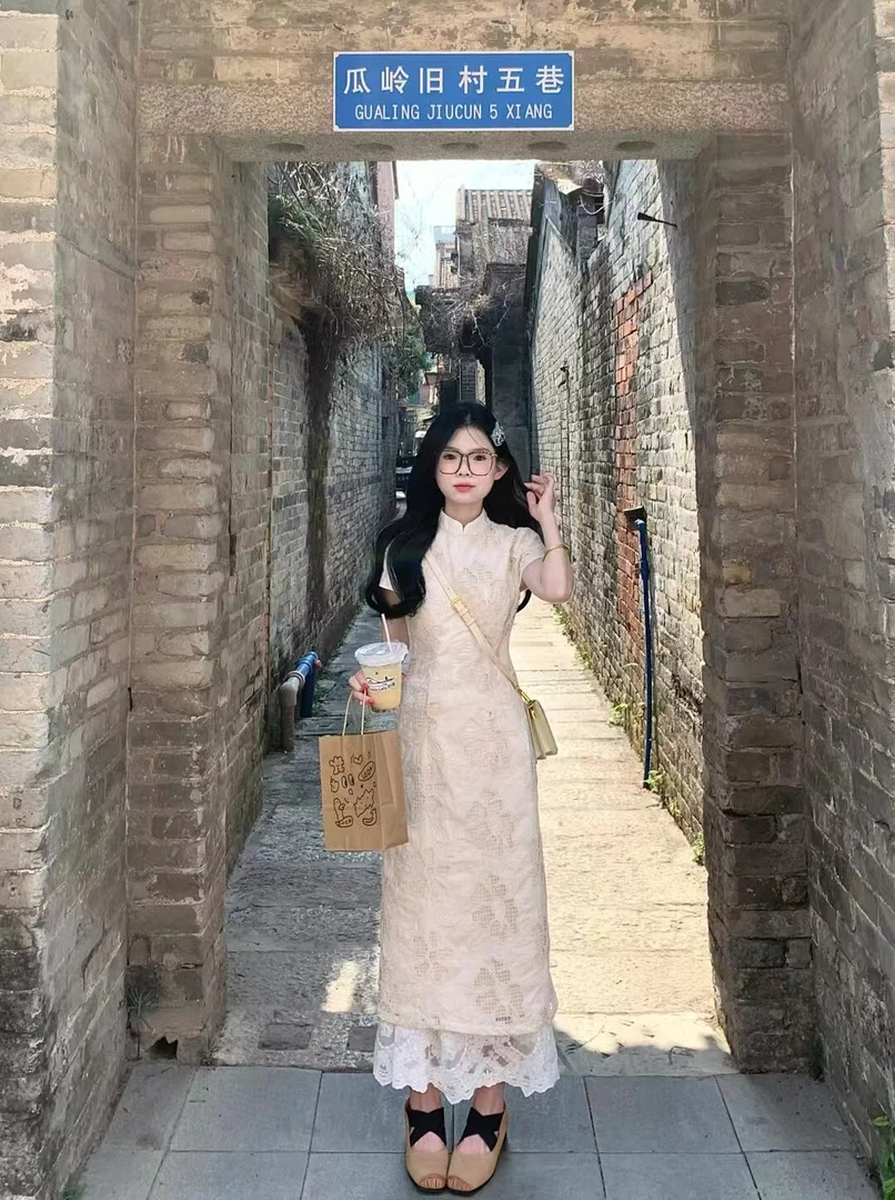 2025夏季新款新中式国风镂空改良旗袍连衣裙搭配半身裙两件套装女