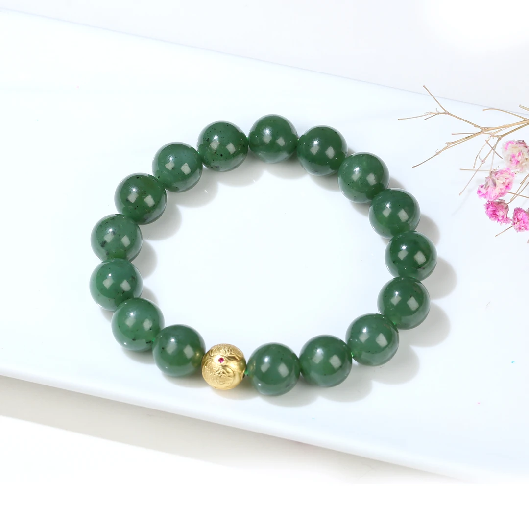 HW【麦子家族七夕好礼】天然和田玉碧玉S925银DIY手串 JY039