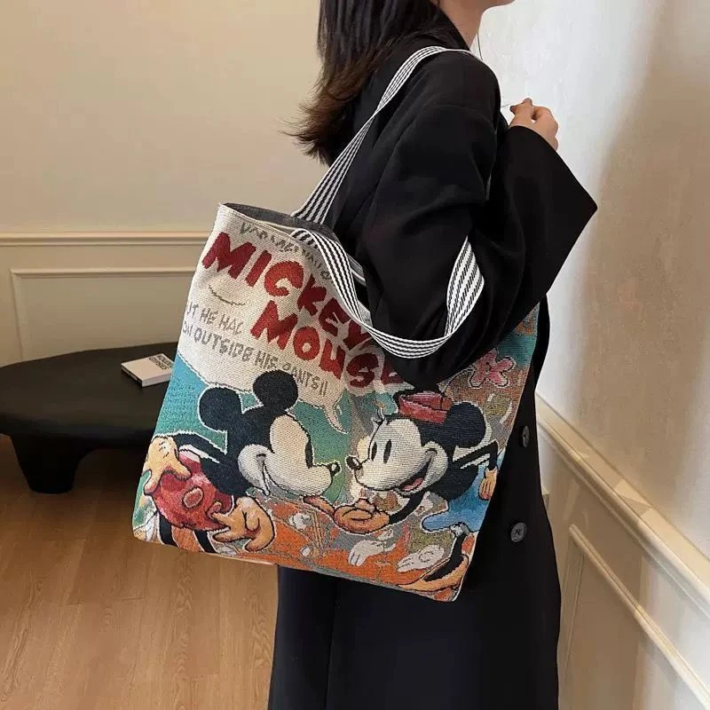 爆款卡通帆布包2025大容量女休闲单肩包托特包手提袋拎包刺绣包包