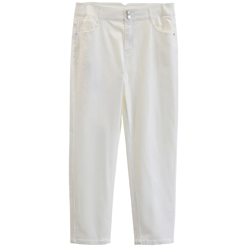 F729-【兰】两粒扣高腰修身纯色小脚牛仔裤#RDM55Z006