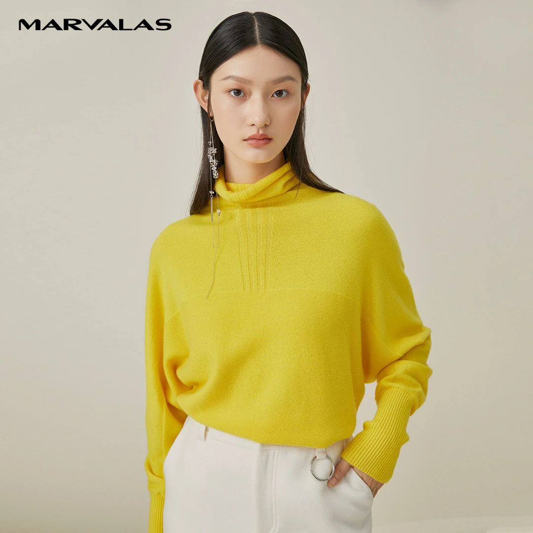 曼德诗色毛织套衫女舒适山羊绒毛衣高领上衣套头衫730972-92861