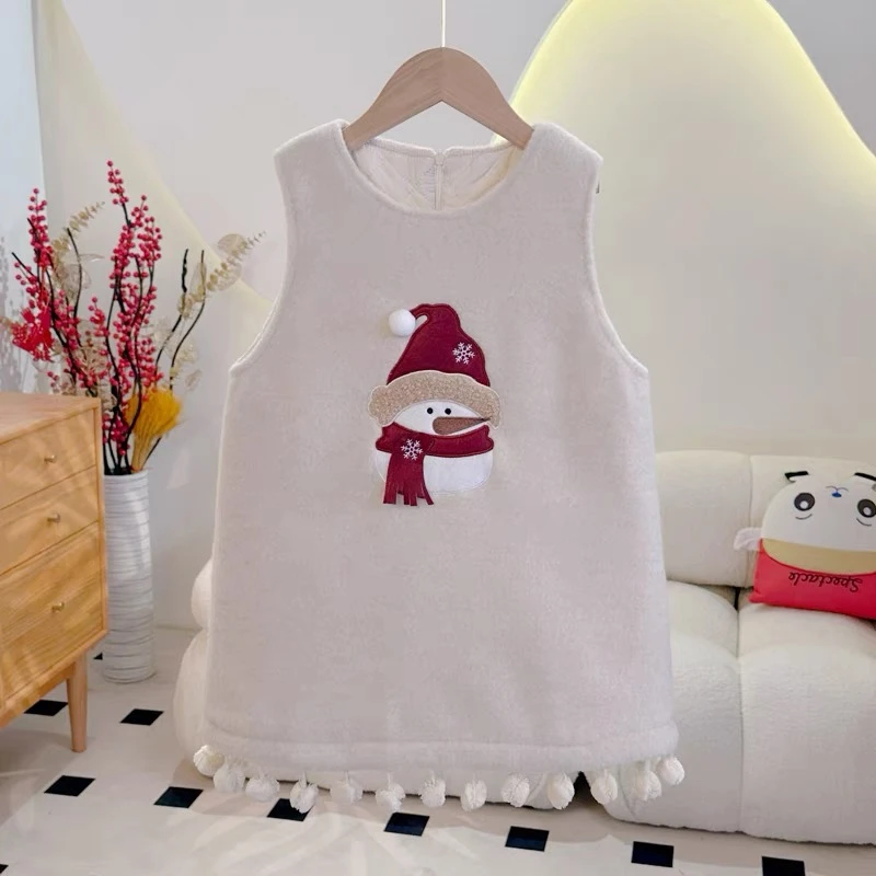 女童连衣裙秋冬2024新款洋气儿童背心裙冬装过年服裙子