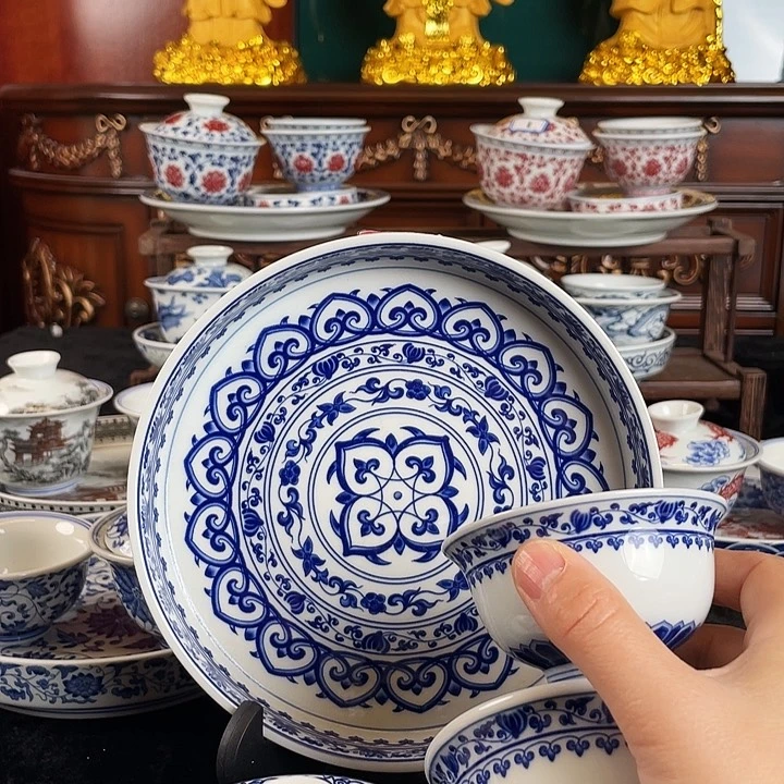 缠枝莲五件套茶具