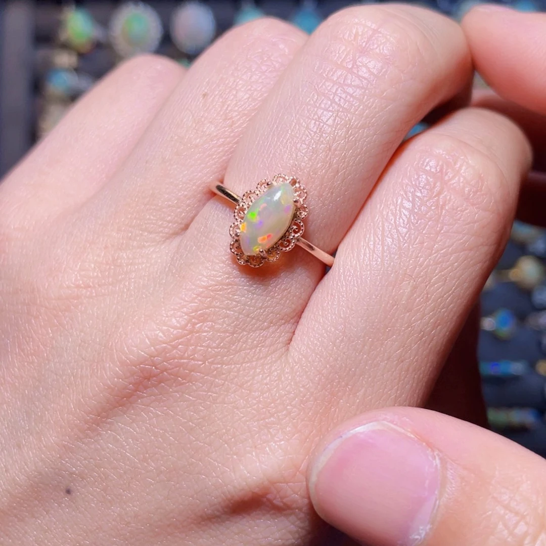 欧泊戒指）银S925镶嵌妞*