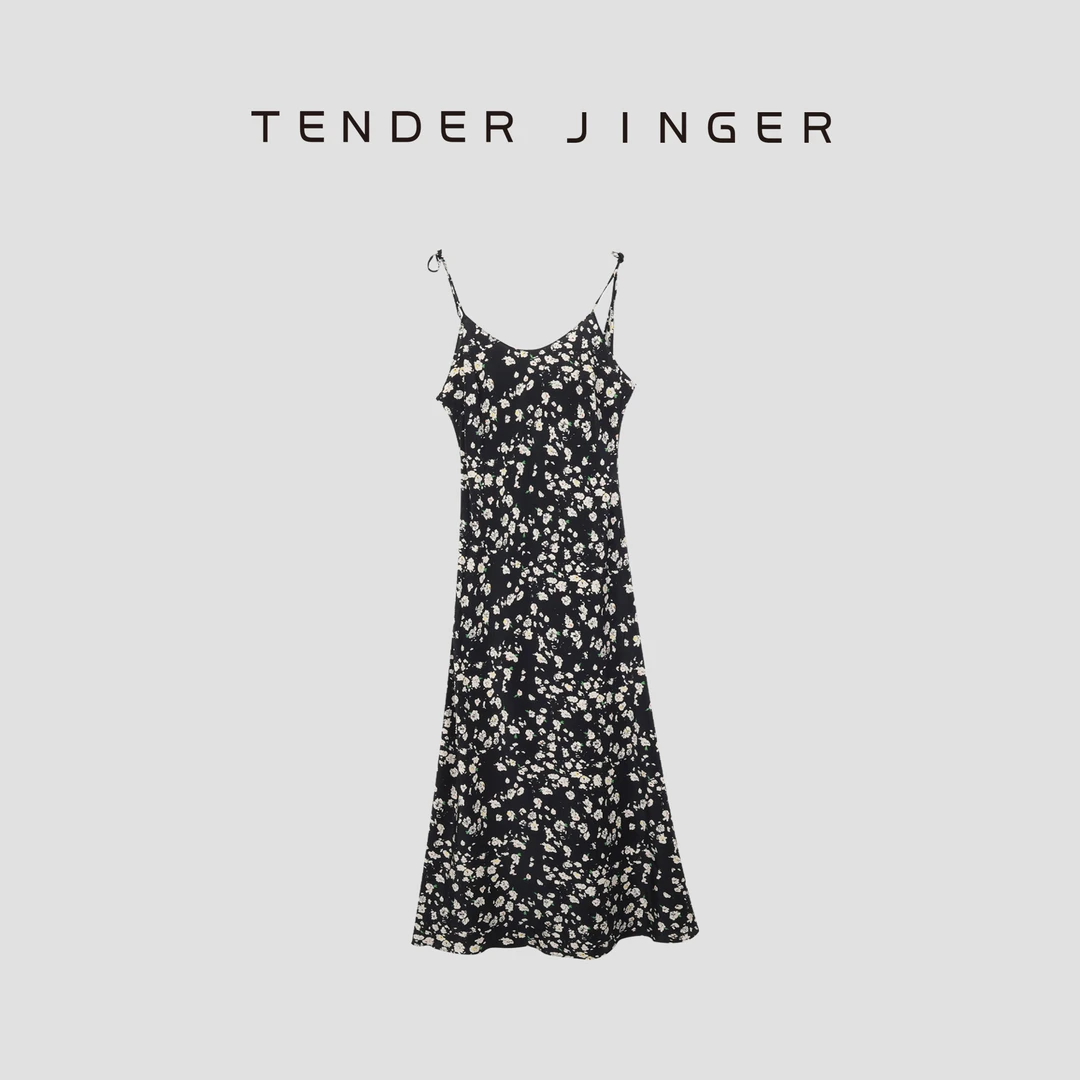 Tender Jinger高级感吊带真丝碎花连衣裙T52SZS80385