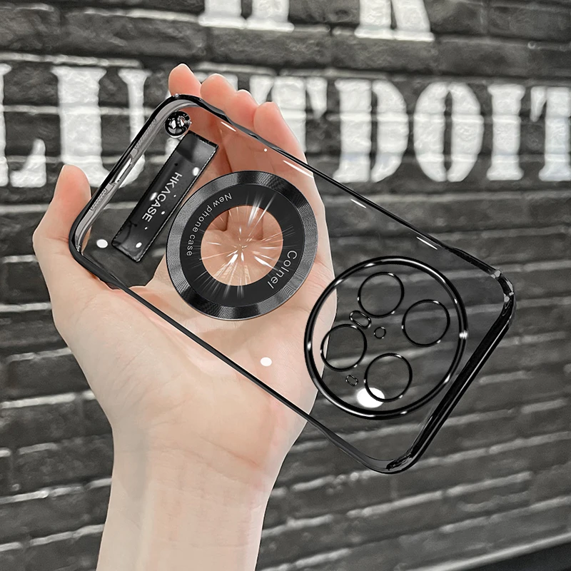 适用华为mate70/pro系列高级感电镀无边框磁吸贴电镀支架手机壳