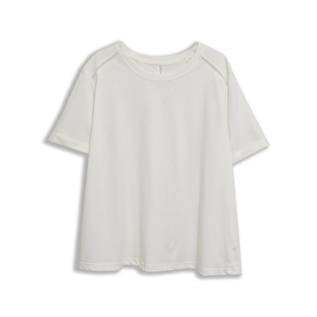 微胖女装【丰富多彩】织带拼接镂空雪花T恤短袖20683