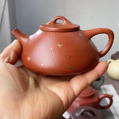紫砂茶壶黄龙山朱泥，石漂，200 C c