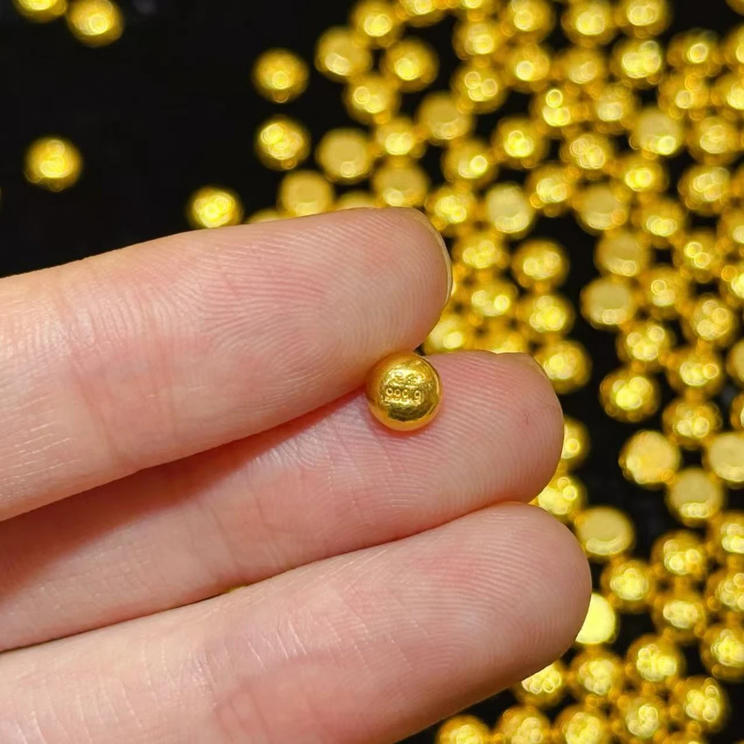 黄金999.9金豆豆1克时尚光珠精美光面实心多样性发货发一#0031