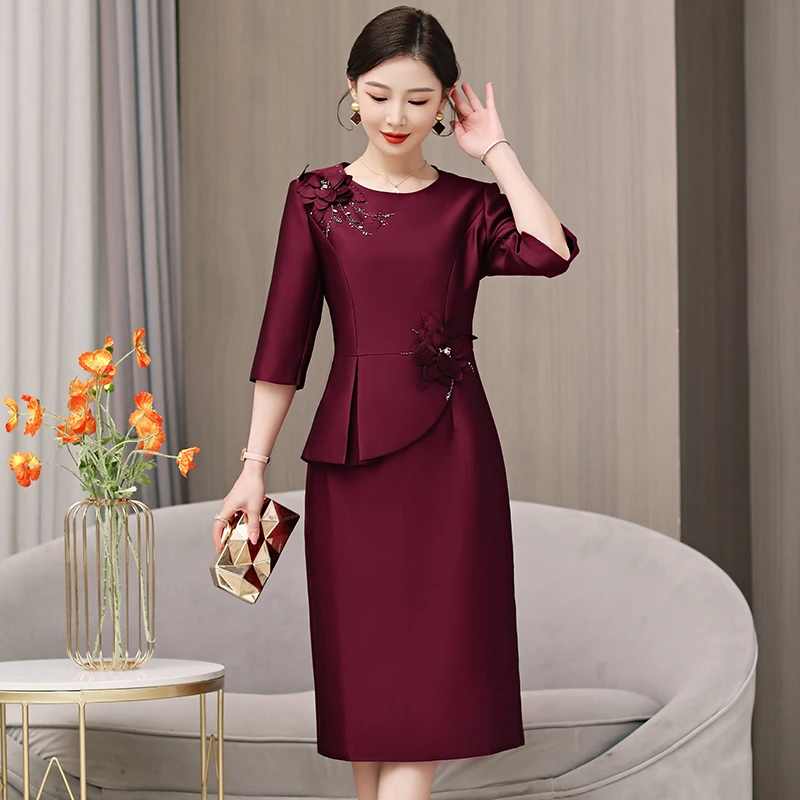 十一喜婆婆婚宴装礼服高端年轻妈妈婚礼喜服高贵洋气丈母娘婚礼服