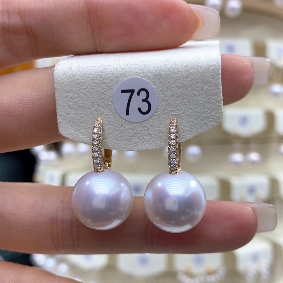 淡水珍珠耳饰18K金镶嵌