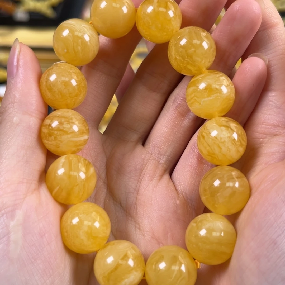 裸石琥珀未镶嵌15+白花虎皮蛋花汤