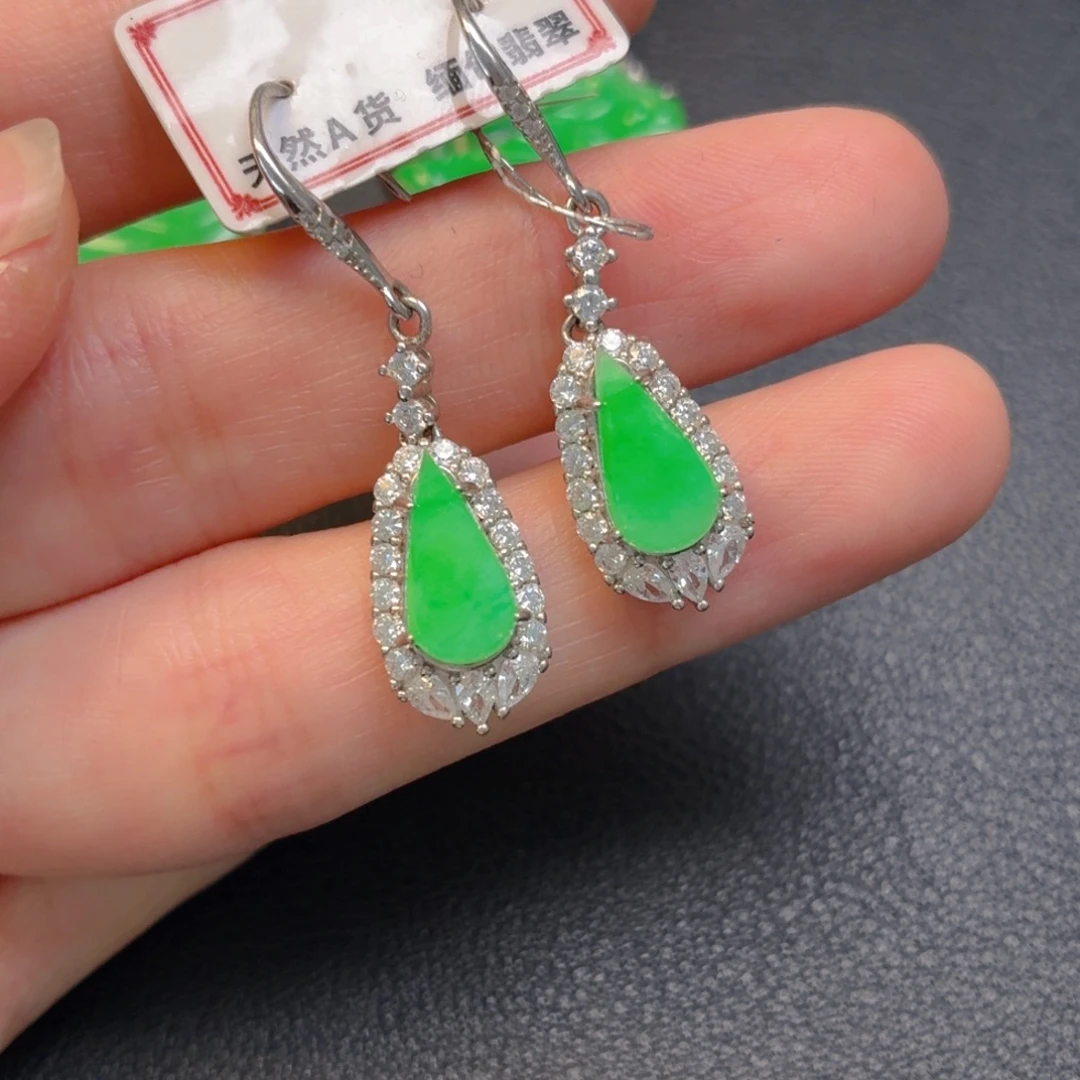 翡翠银S925镶嵌吊坠(不含链)耳坠