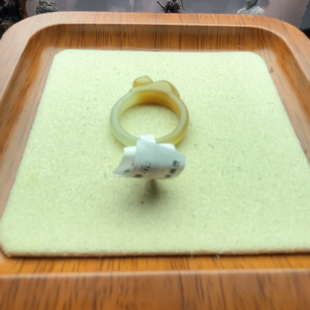 和田玉戒指未镶嵌咖啡糖趴趴猫11号