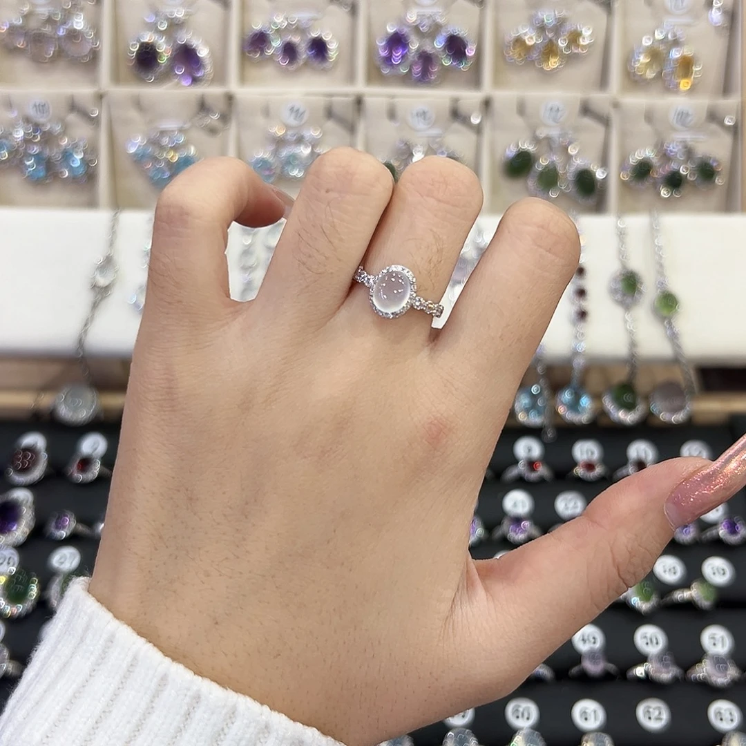 蛇纹石玉银S925镶嵌戒指