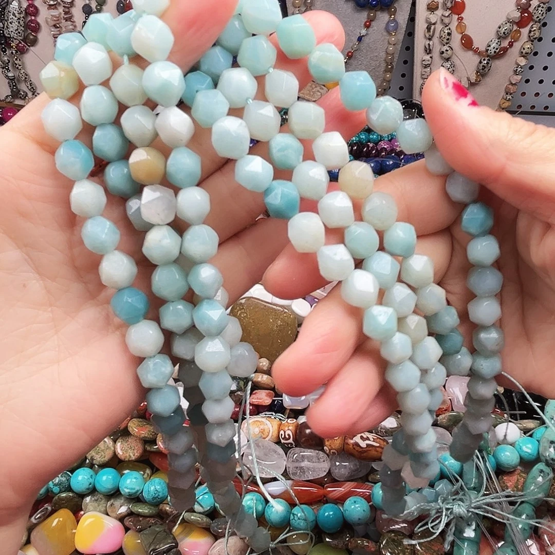 玛瑙/玉髓未镶嵌珠宝半成品卡10 天河石切面