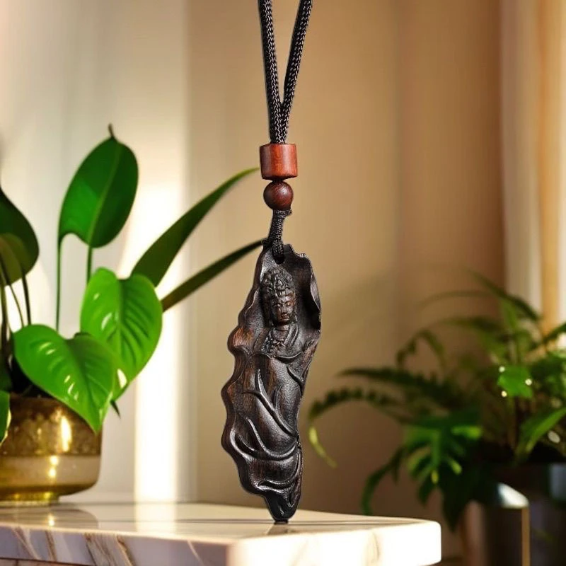 BTA0453 荷叶观音单面吊坠木质多样性发其一（精美礼袋）