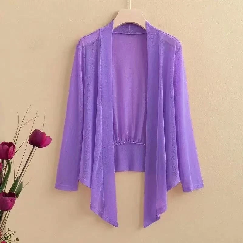 【冰丝披肩】大码薄款长袖防晒披肩外搭开衫收腰慵懒风上衣空调衫
