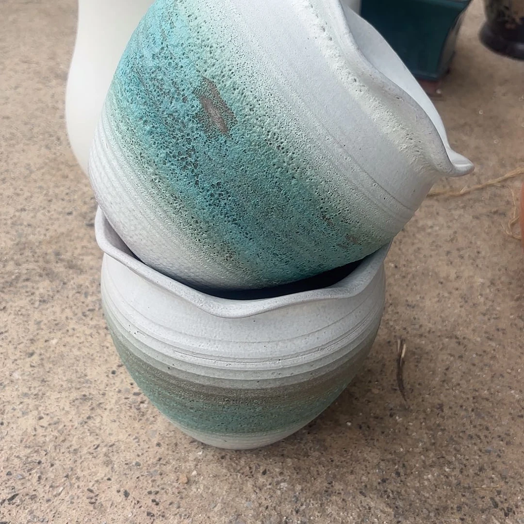 紫砂花盆微瑕泡泡两个口径20*18