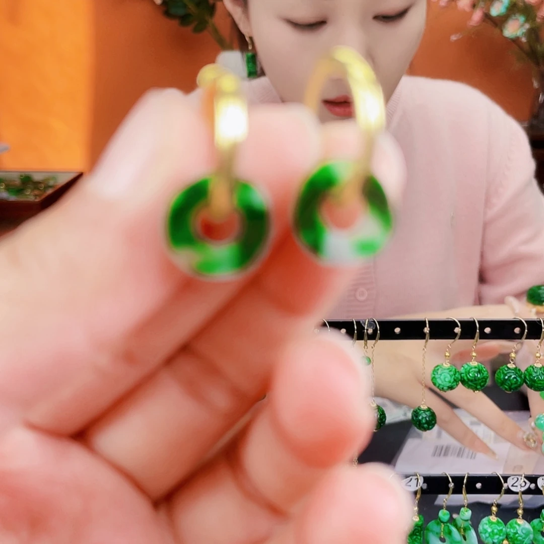 翡翠未镶嵌耳饰饰品